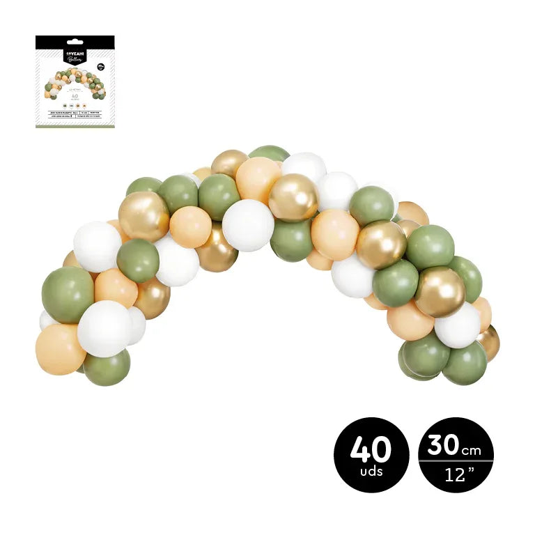 SET ARCO DE GLOBOS EUCALIPTO LATEX 40 UDS 1,5M - yupiparty