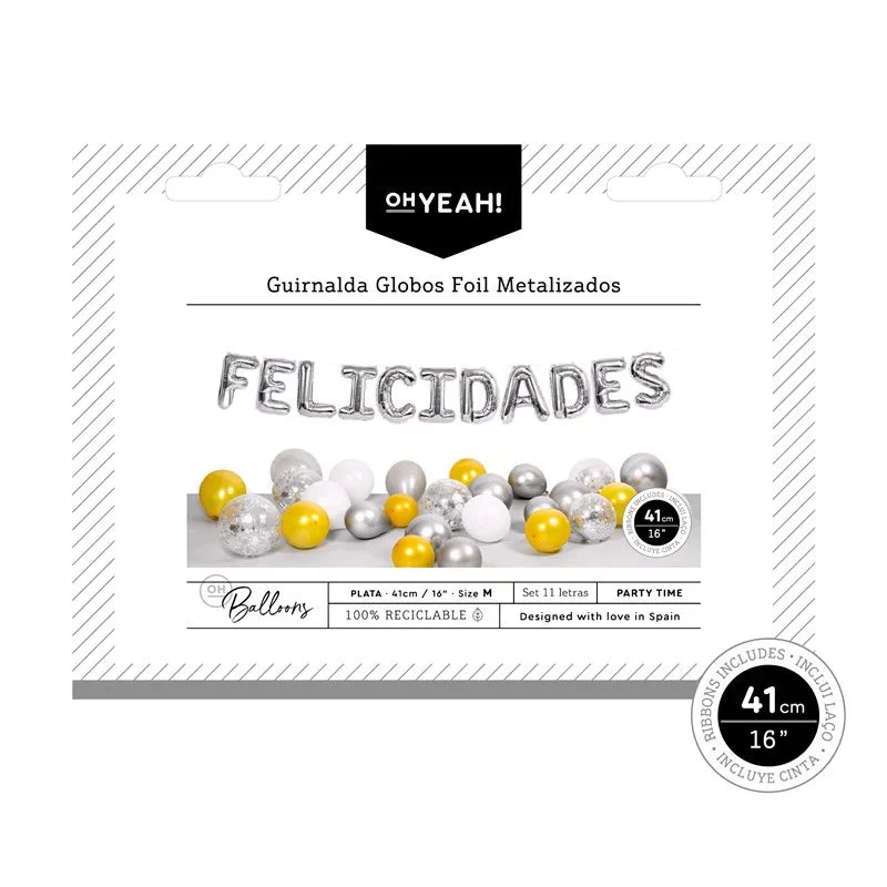 GUIRNALDA LETRAS GLOBO POLIAMIDA FELICIDADES 41 - yupiparty