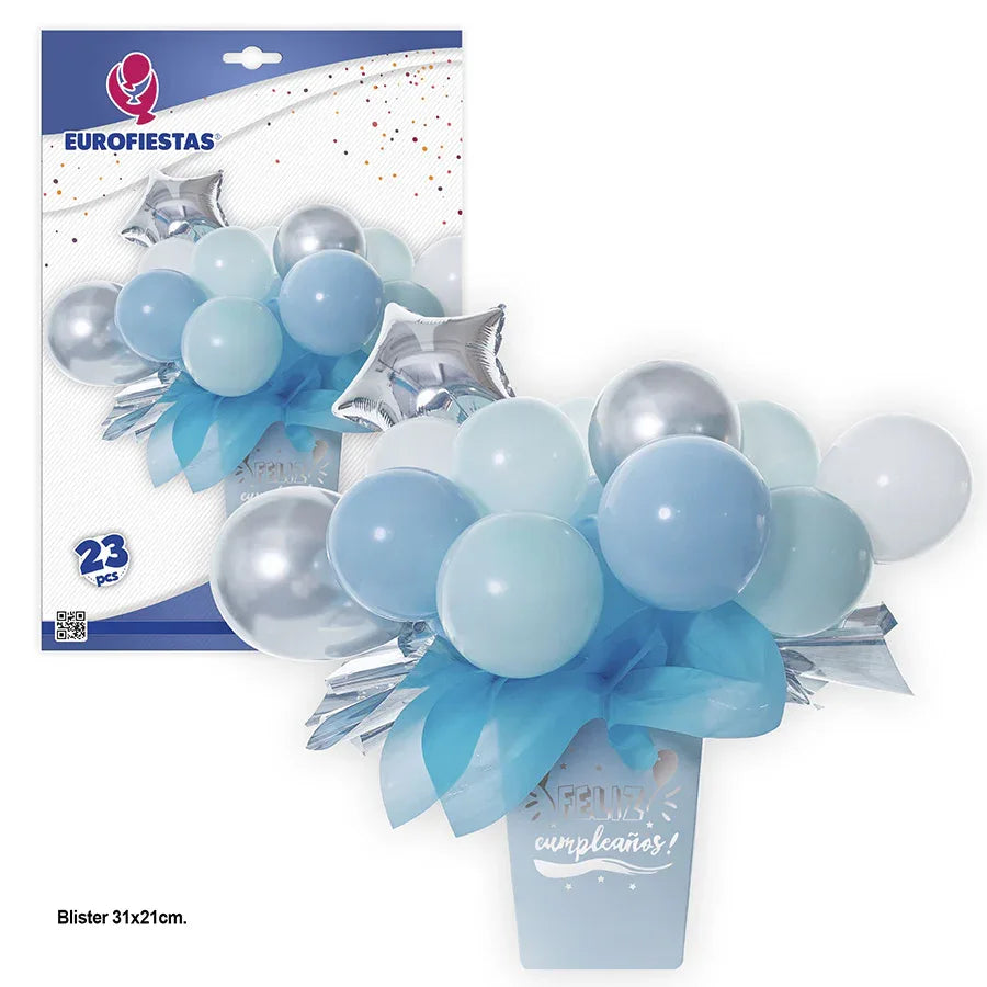 SET GLOBOS CON JARRON AZUL - yupiparty
