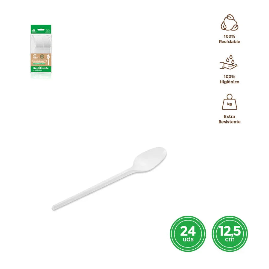CUCHARITA POSTRE BASICA RE. BLANCO 12,5 - yupiparty