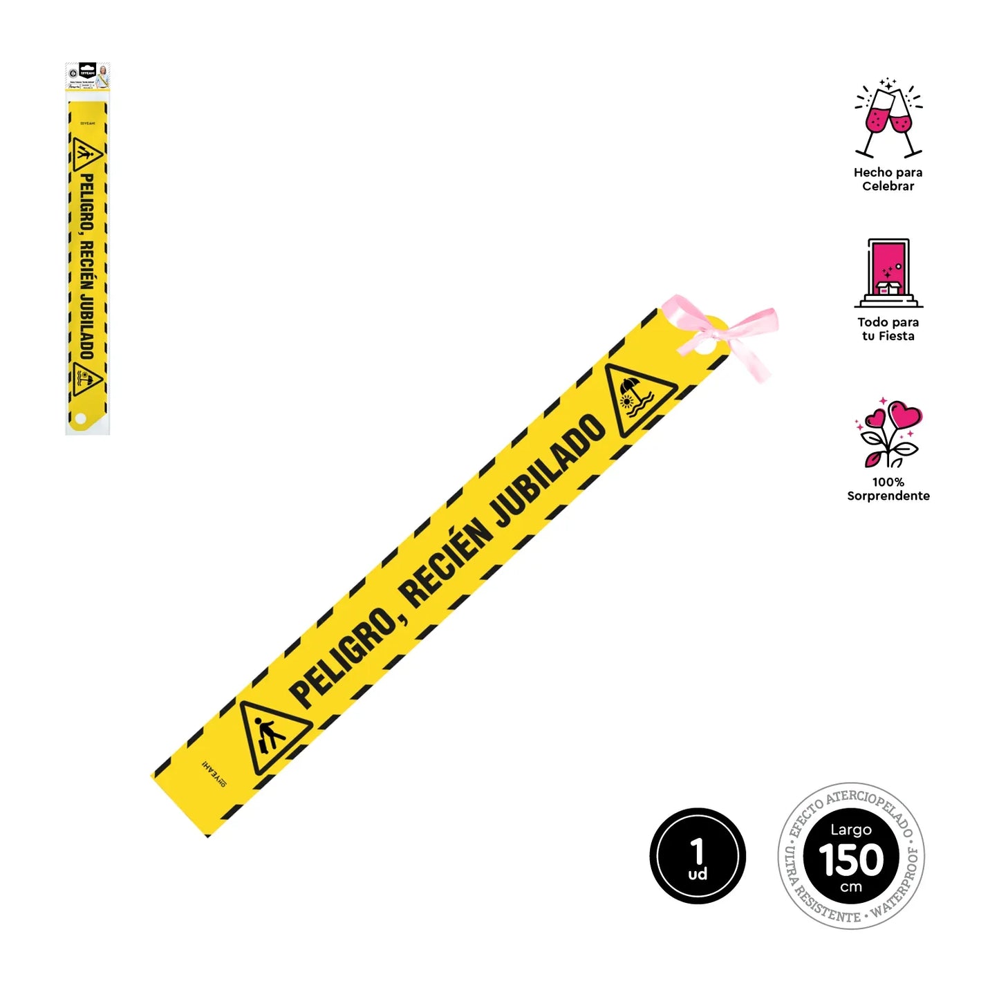 Banda Peligro Recién Jubilado 150x10Cm - yupiparty