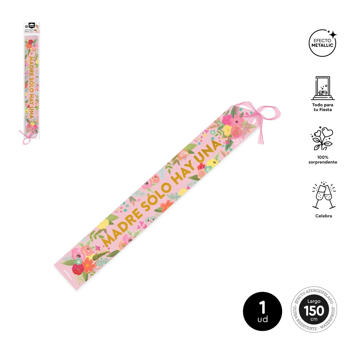 Banda "Madre Solo Hay Una" 150x10 Cm PVC 1Ud - yupiparty