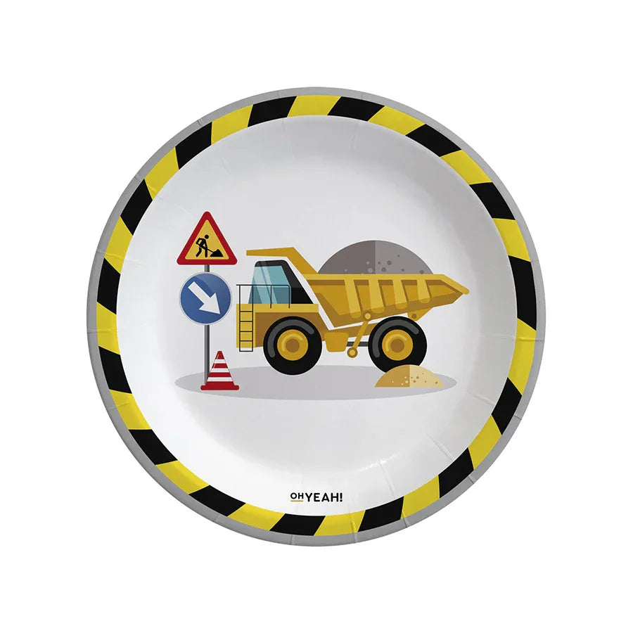 PLATOS CARTON CONSTRUCTION 23CM 6UDS - yupiparty