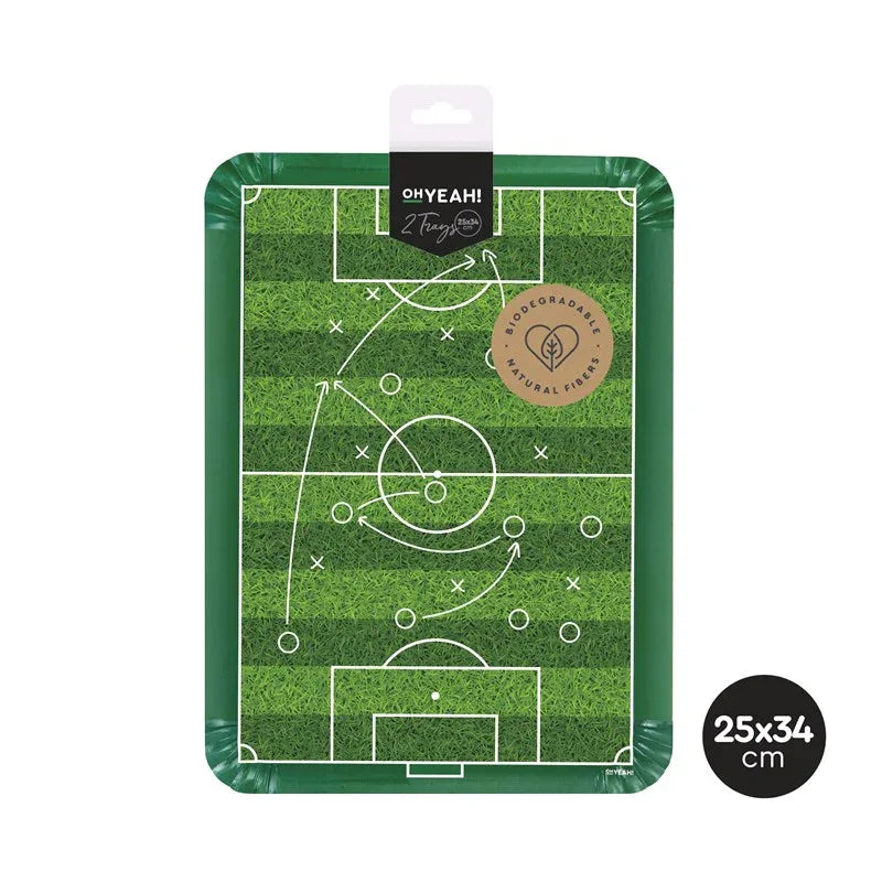 BANDEJA CARTÓN RECTANGULAR FÚTBOL 25X34CM 2 UDS - yupiparty