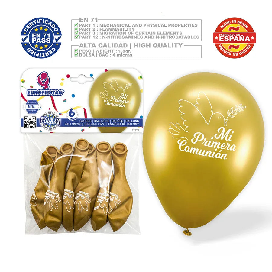 GLOBOS*1ª COMUNION* PALOMA ORO - yupiparty