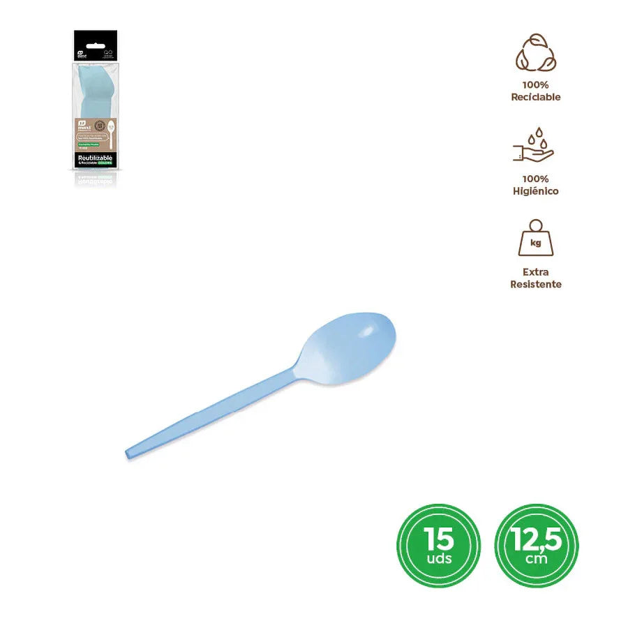 CUCHARITA REUTILIZABLE AZUL BABY 12,5CM - yupiparty