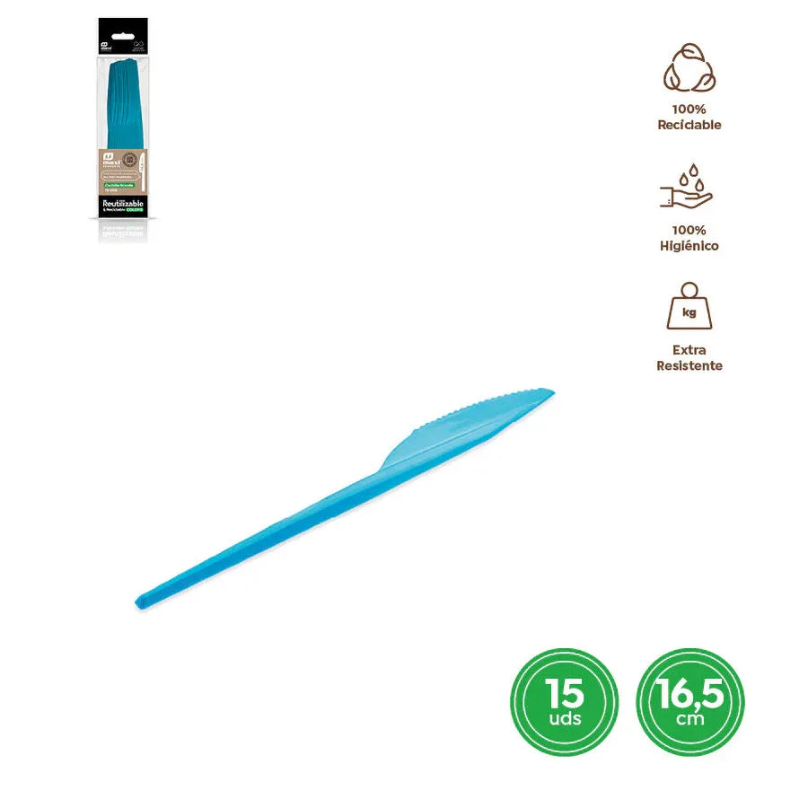 CUCHILLO REUTILIZABLE AZUL NUBE 16,5CM P - yupiparty