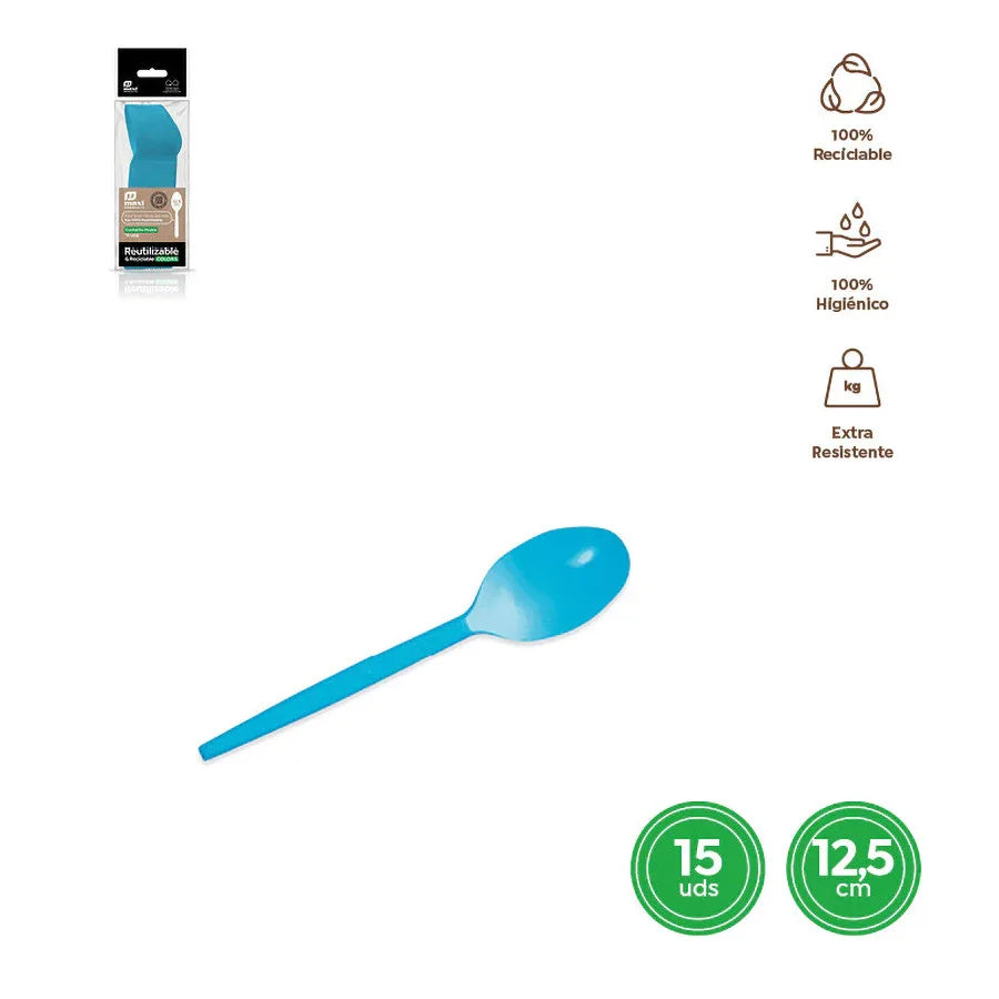CUCHARITA REUTILIZABLE AZUL NUBE 12,5CM - yupiparty