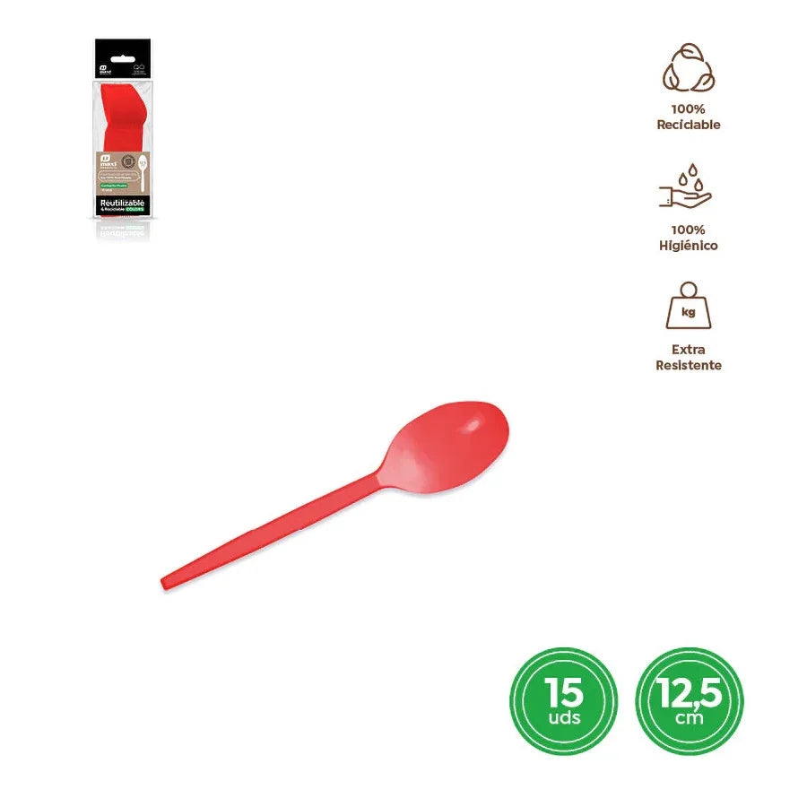 CUCHARITA REUTILIZABLE ROJA 12,5CM PS 15 - yupiparty