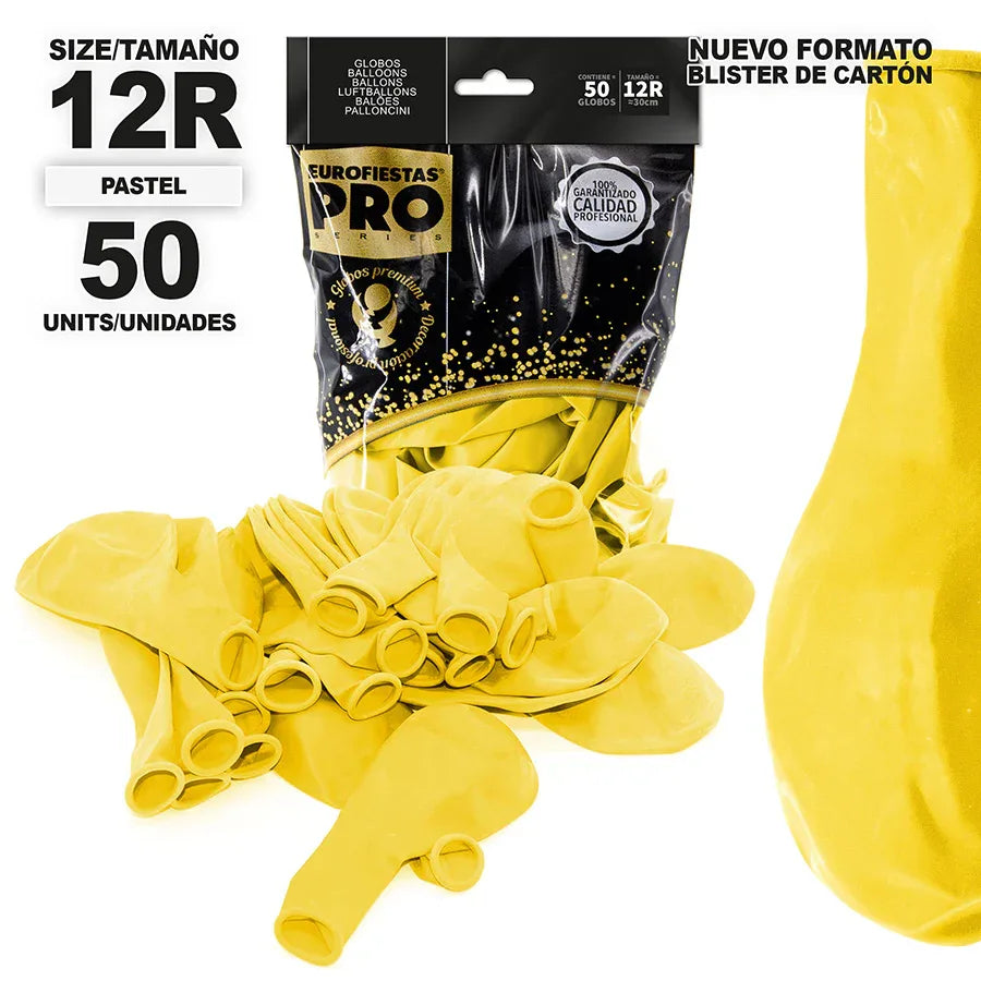 GLOBOS PRO SERIES 12R*50 AMARILLO - yupiparty