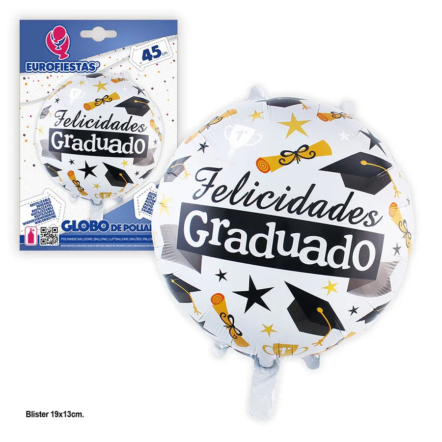 GLOBO FOIL 45cm FELICIDADES GRADUADO - yupiparty