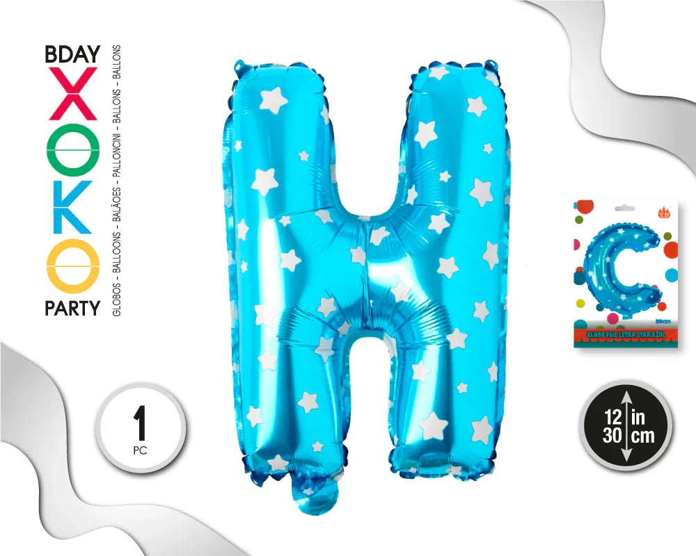 GLOBO FOIL AZUL ESTRELLAS 30 CMS H - yupiparty