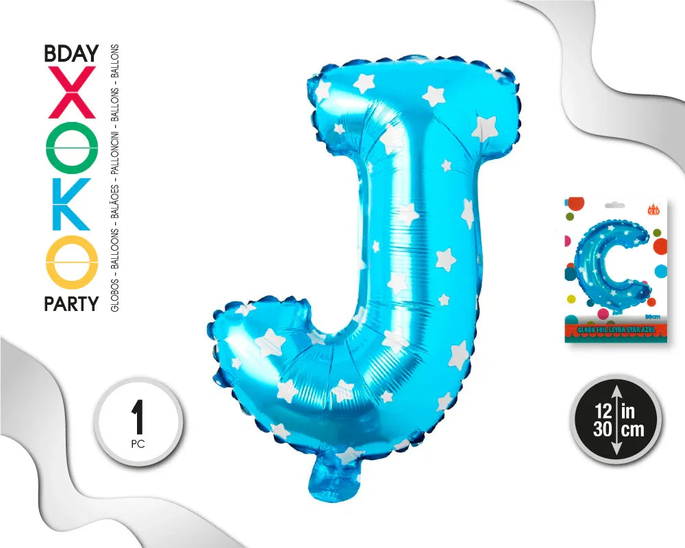 GLOBO FOIL AZUL ESTRELLAS 30 CMS J - yupiparty