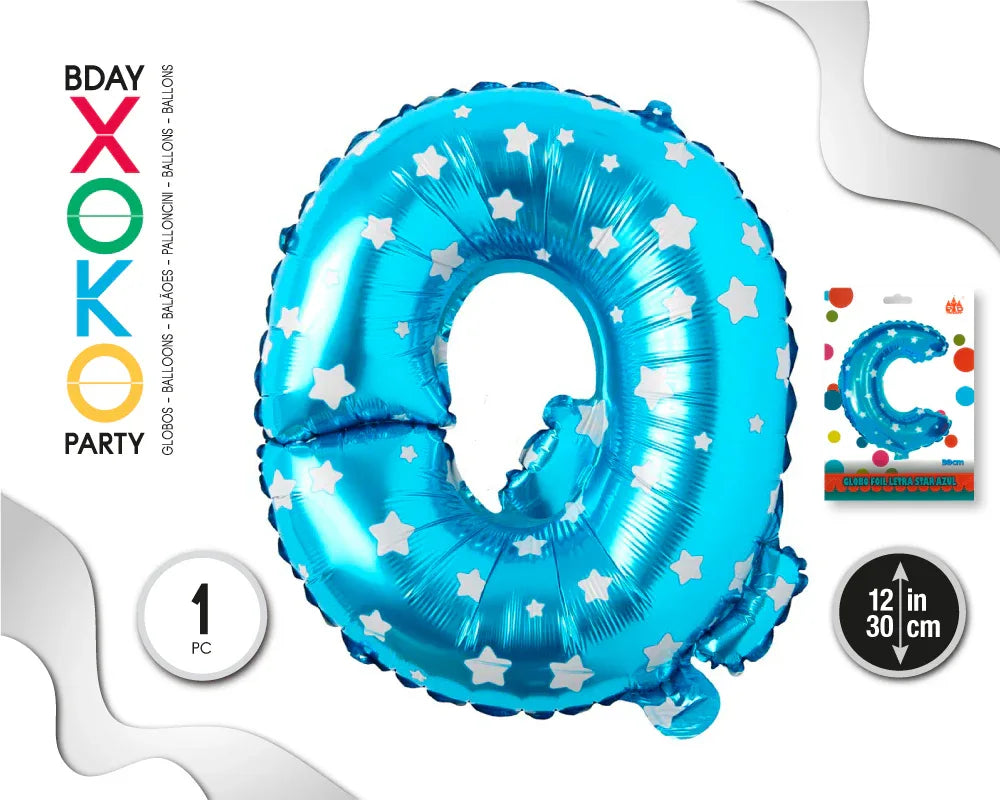 GLOBO FOIL AZUL ESTRELLAS 30 CMS Q - yupiparty
