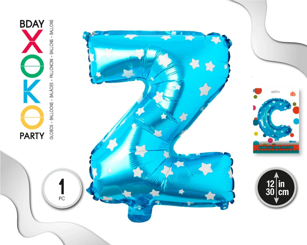 GLOBO FOIL AZUL ESTRELLAS 30 CMS Z - yupiparty