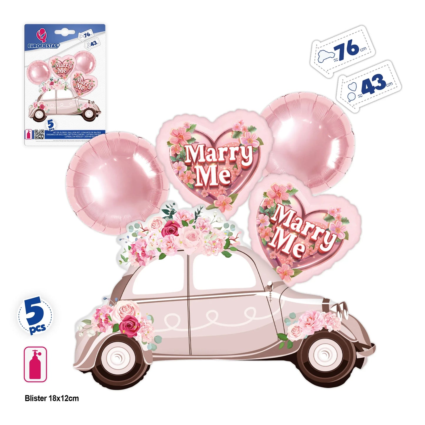 SET GLOBOS FOIL P.MANO MARRY ME 76cm - yupiparty