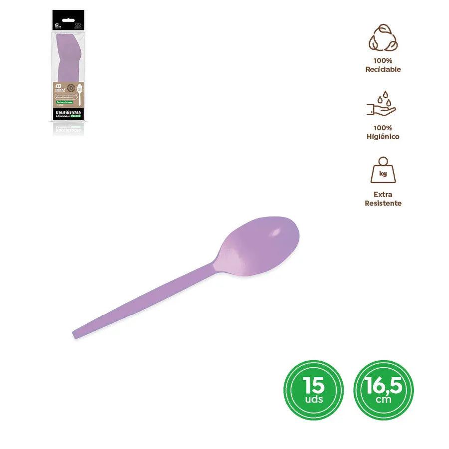 CUCHARA REUTILIZABLE LAVANDA 16,5CM PS 1 - yupiparty