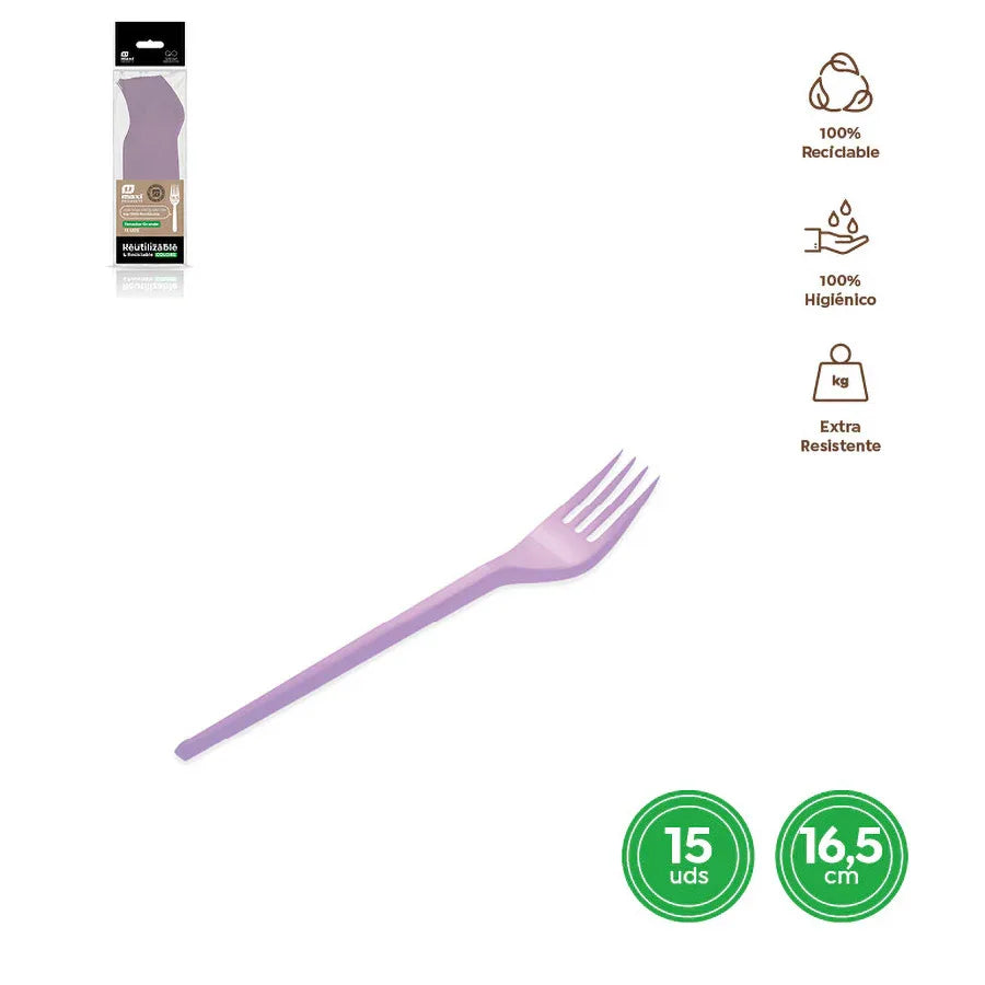 TENEDOR REUTILIZABLE LAVANDA 16,5CM PS 1 - yupiparty