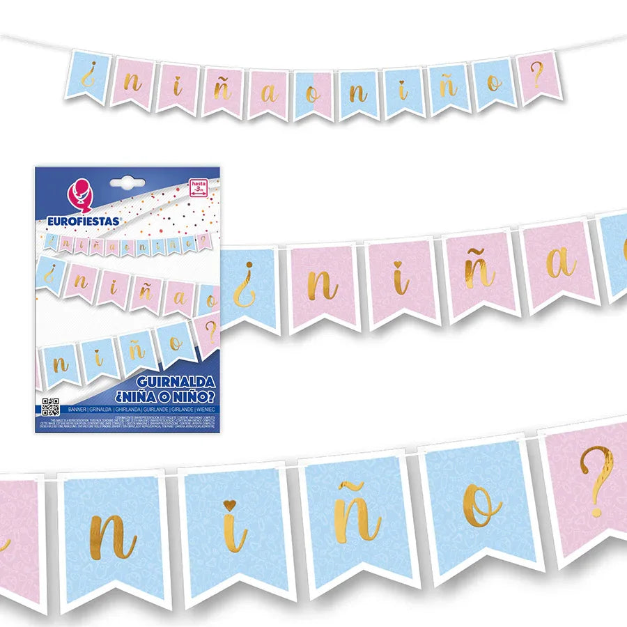 Guirnalda Baby Shower Colores Niño o Niña - Decoración Versátil - yupiparty