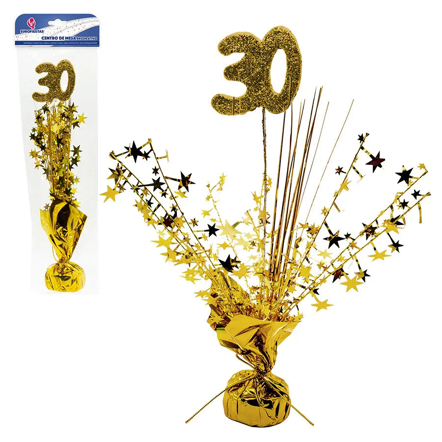 CENTRO DE MESA 30 ORO - yupiparty