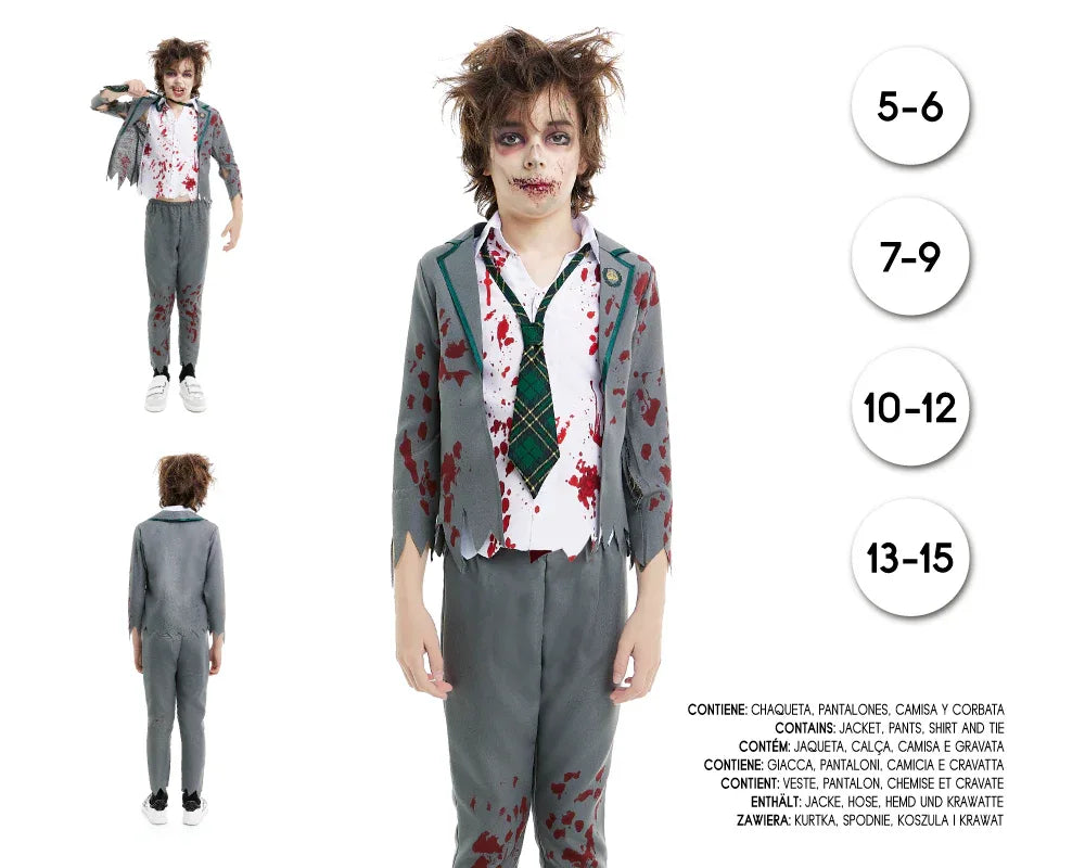COLEGIAL ZOMBIE GRIS 7-9 - yupiparty