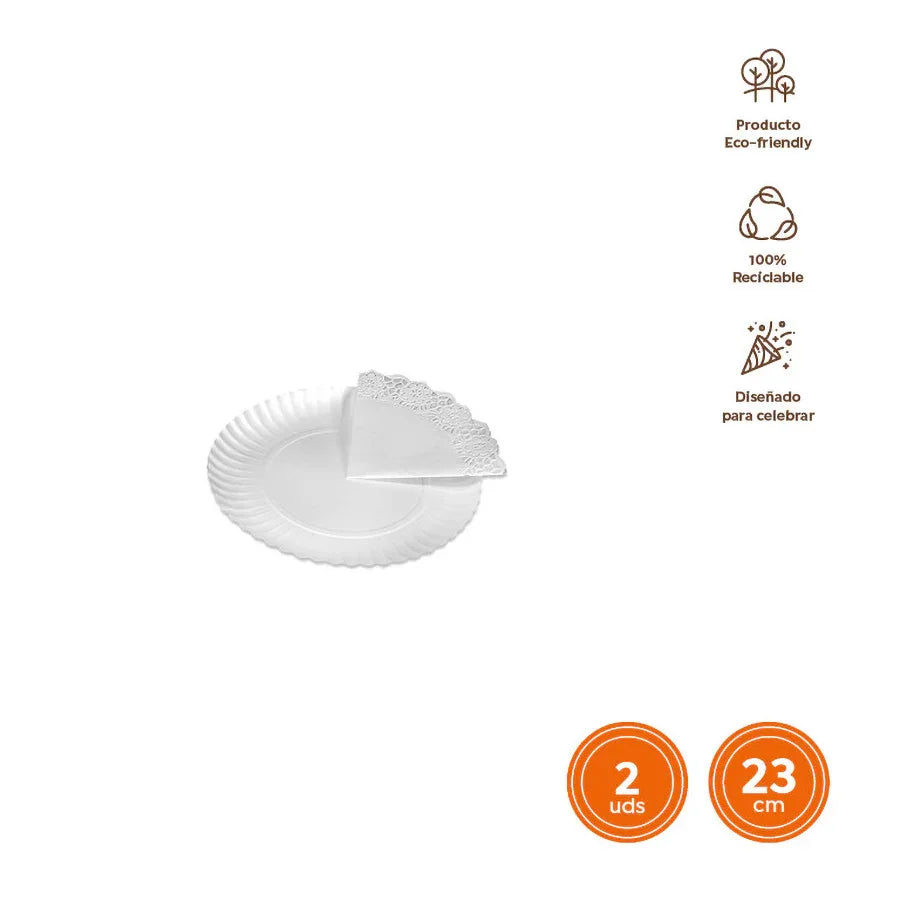BANDEJA CARTON BLONDA REDONDA BLANCA Ø2 - yupiparty