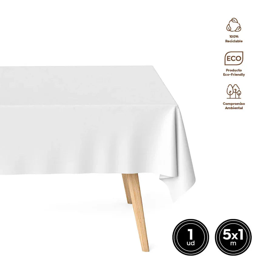 MANTEL ROLLO BIODEGRADABLE BLANCO 1X5M - yupiparty