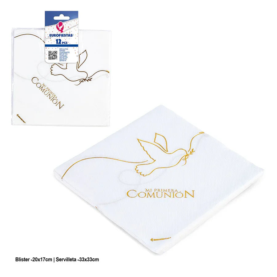 SERVILLETA 12pcs COL COMUNI.PALOMA ORO P - yupiparty