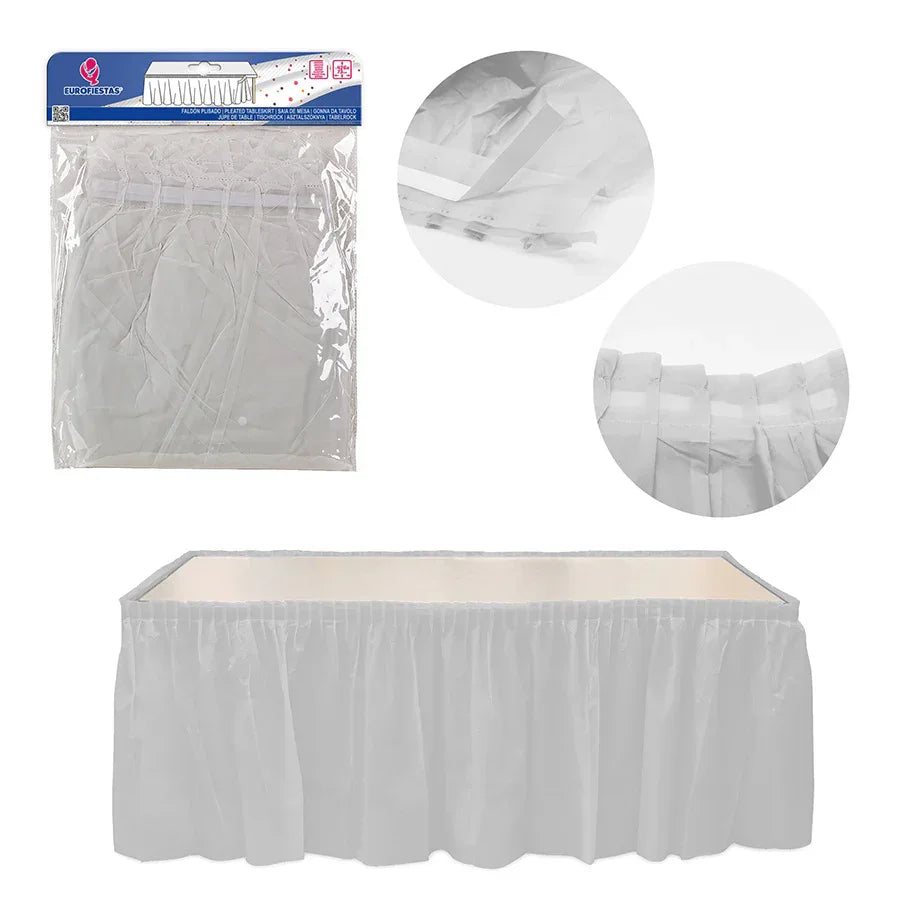 FALDON PLISADO BLANCO PARA MESA - yupiparty