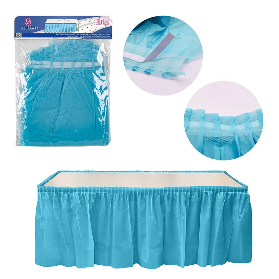 FALDON PLISADO AZUL PARA MESA - yupiparty