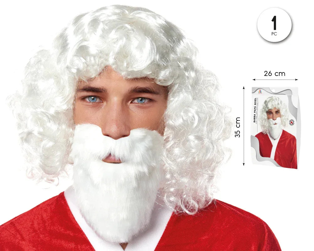 Barba Papá Noel Blanca - Accesorio Disfraz Navidad - yupiparty