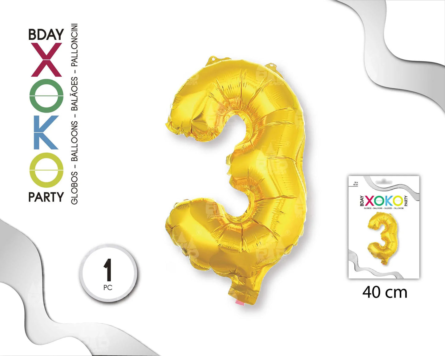 GLOBO FOIL 18/45CM ORO 3 - yupiparty