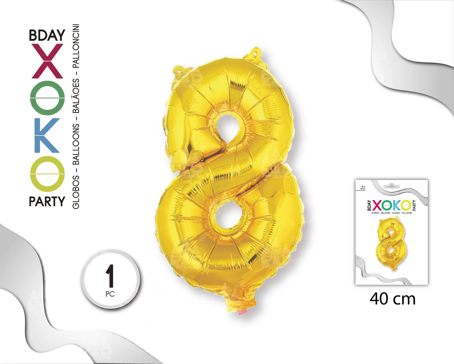 GLOBO FOIL 18/45CM ORO 8 - yupiparty