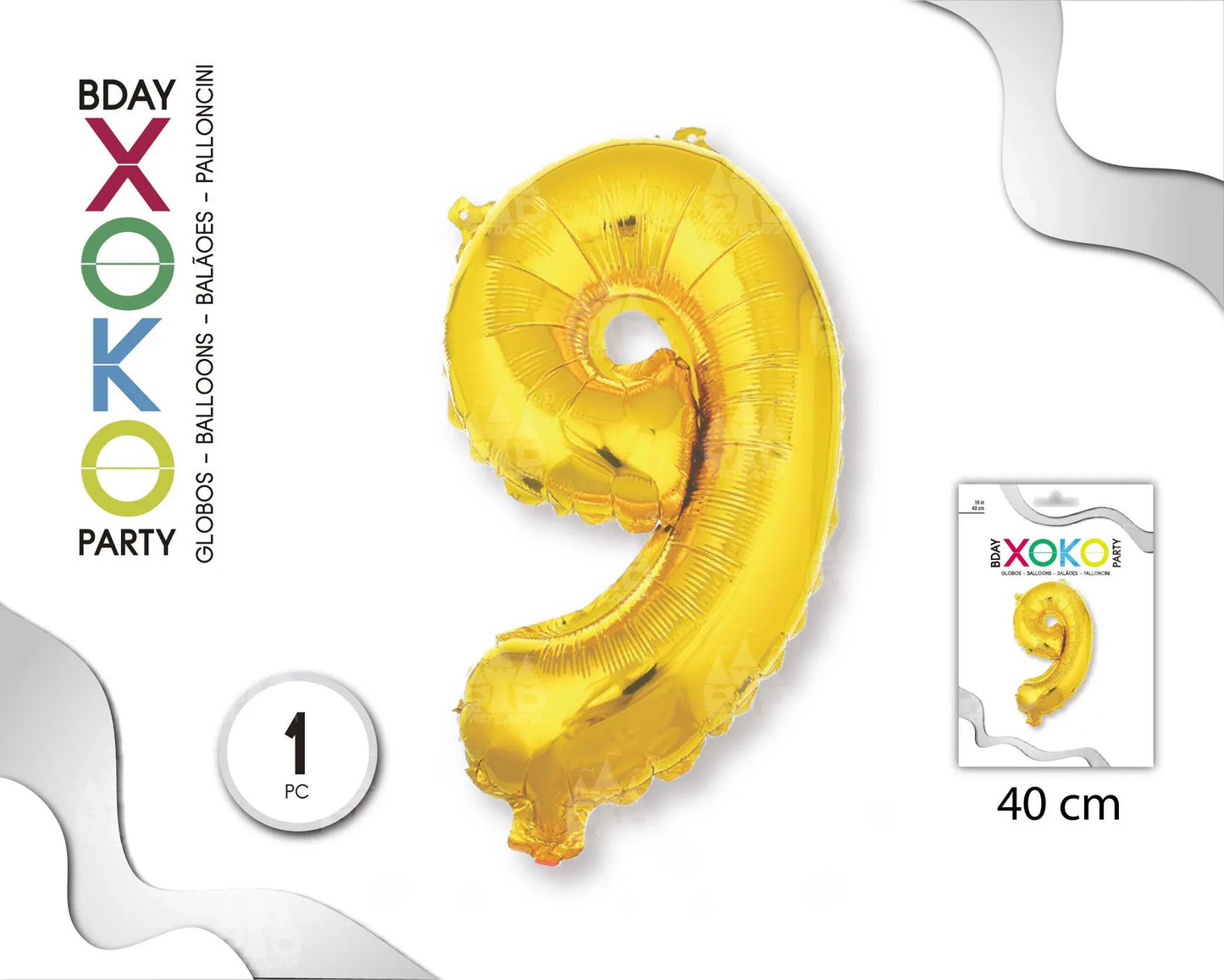 GLOBO FOIL 18/45CM ORO 9 - yupiparty