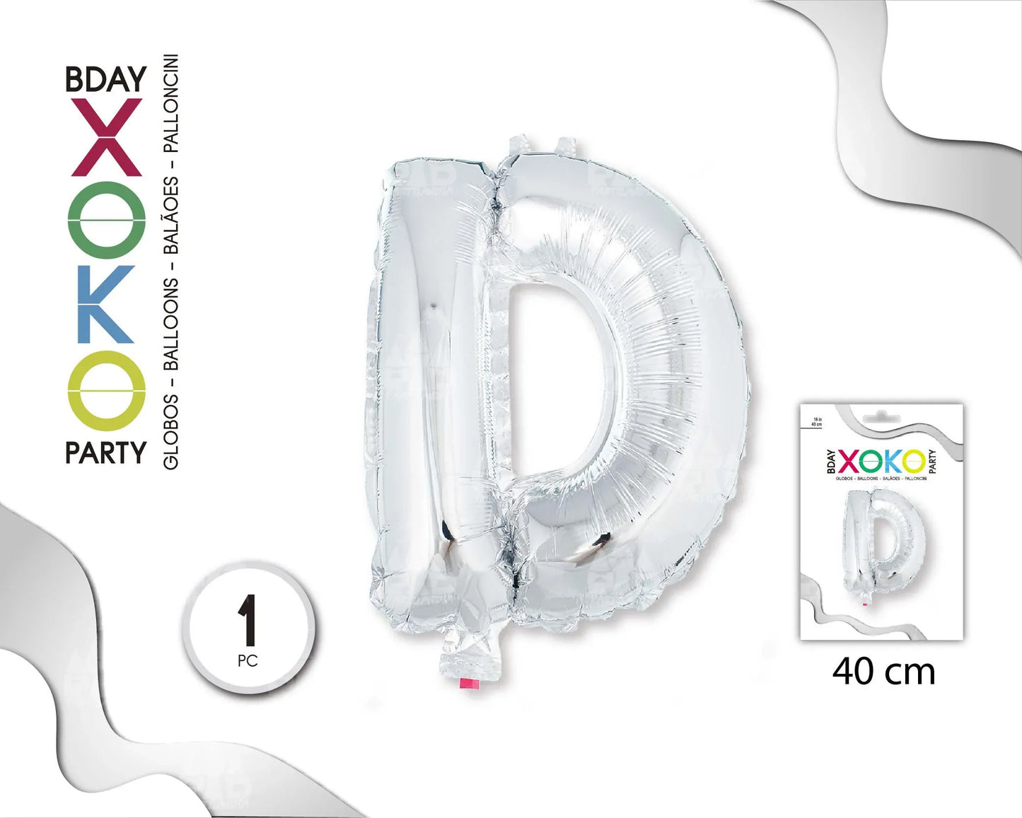 GLOBO FOIL 16/40CM PLATA D - yupiparty