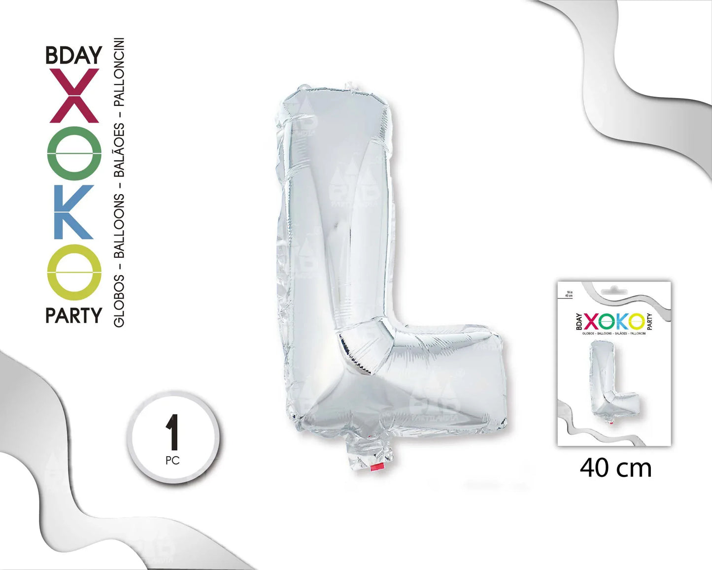 GLOBO FOIL 16/40CM PLATA L - yupiparty