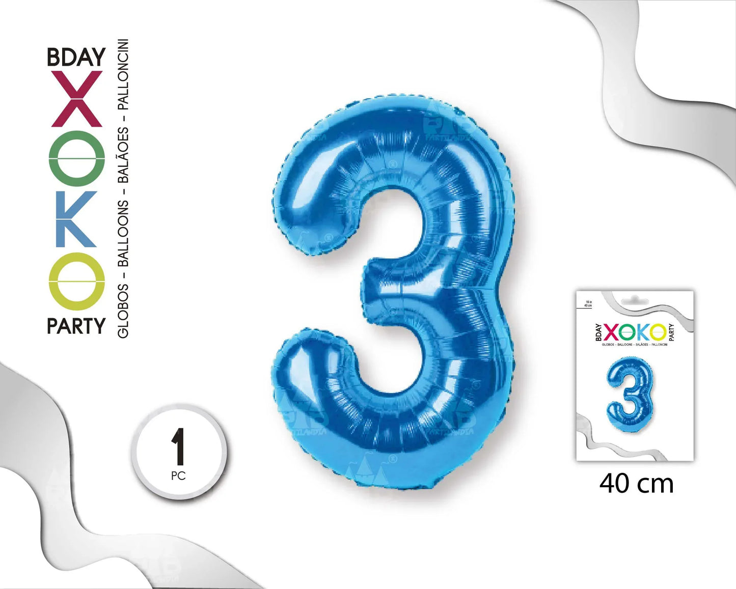 GLOBO FOIL 18/45CM AZUL 3 - yupiparty