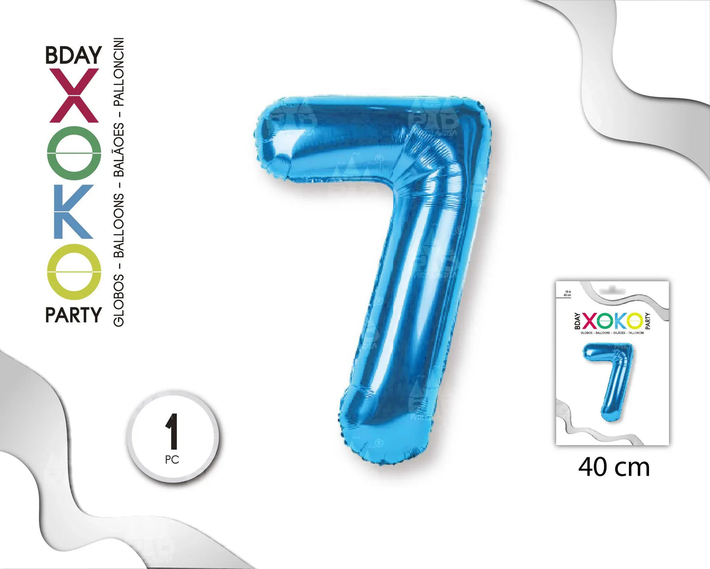 GLOBO FOIL 18/45CM AZUL 7 - yupiparty