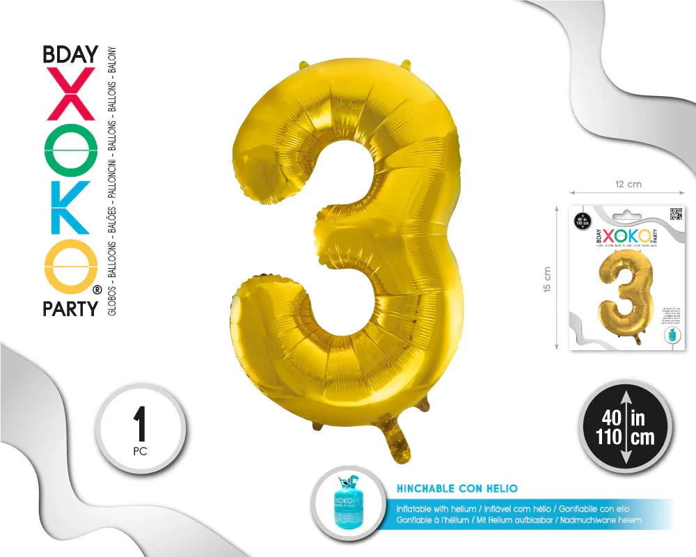 GLOBO FOIL 40/110CM ORO 3 - yupiparty