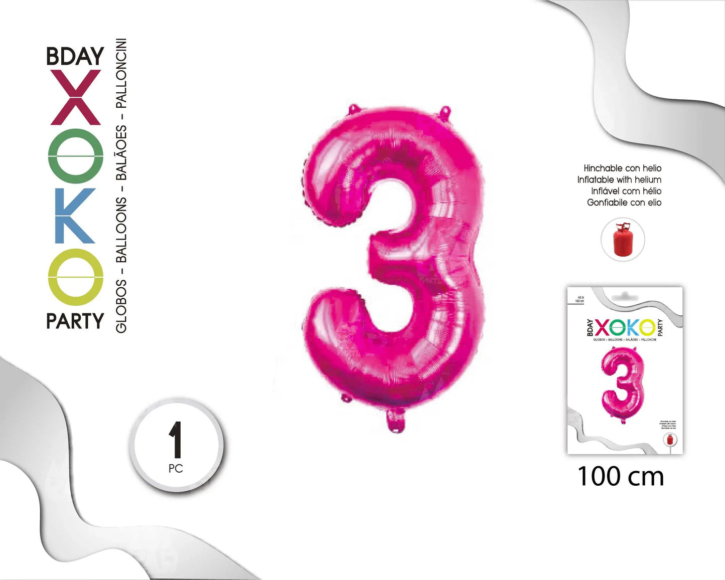 GLOBO FOIL 40/110CM FUCSIA 3 - yupiparty