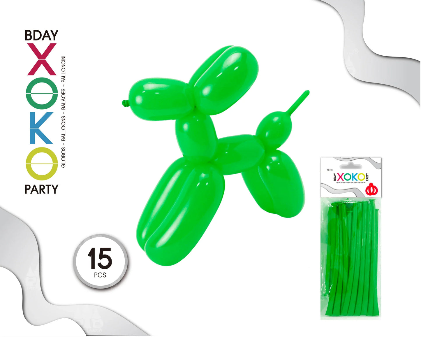 GLOBOS DE MODELAR 15 PC VERD OSC - yupiparty