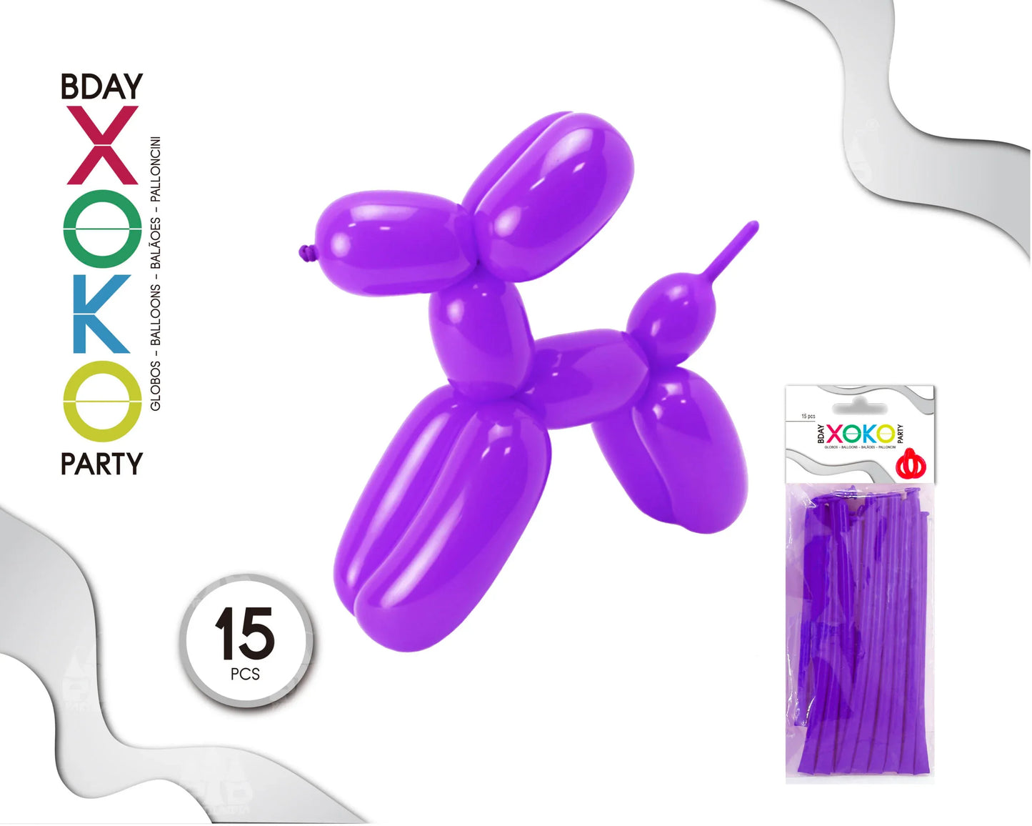 GLOBOS DE MODELAR 15 PC MORADO - yupiparty