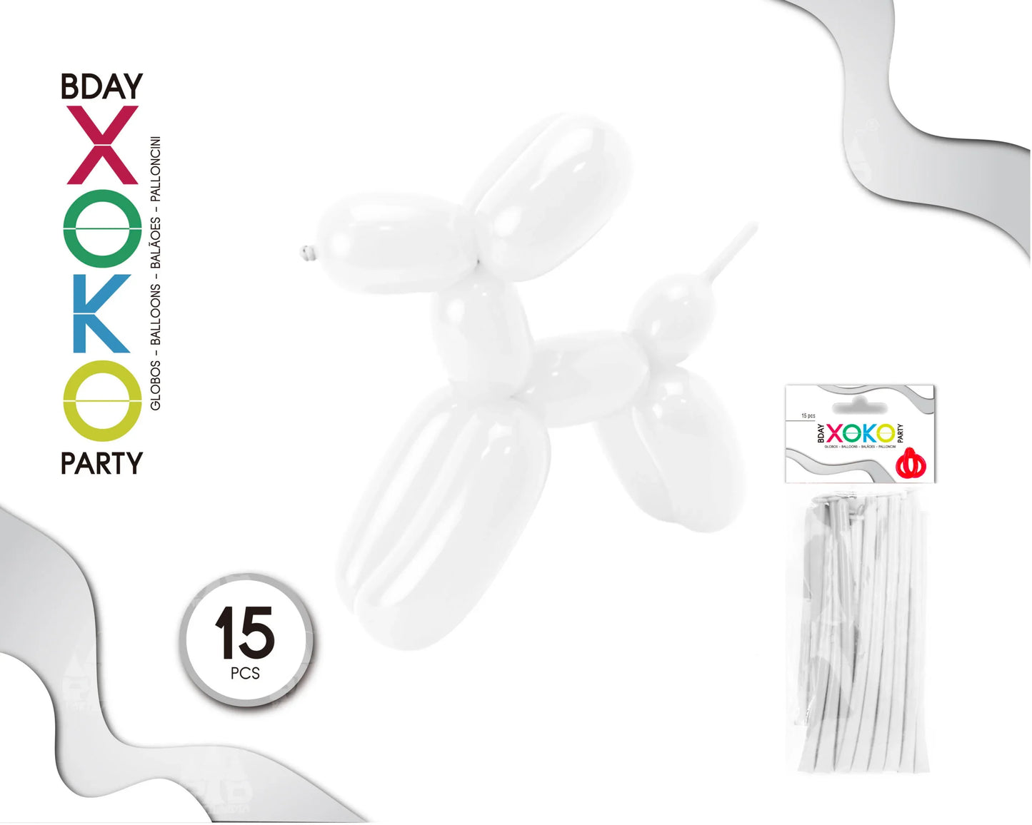 GLOBOS DE MODELAR 15 PC BL - yupiparty