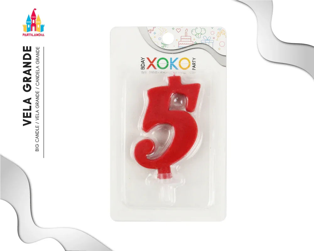 VELA 10CM ROJA 5 - yupiparty