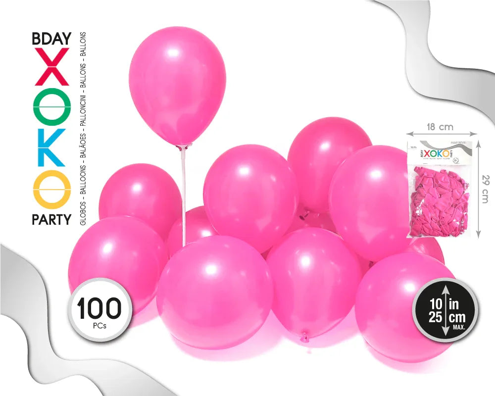 GLOBOS 100PC 9/ 25CM ROSAS - yupiparty