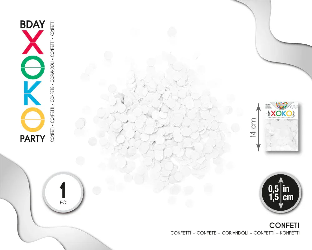 CONFETTI 1,5 CM BLANCO - yupiparty