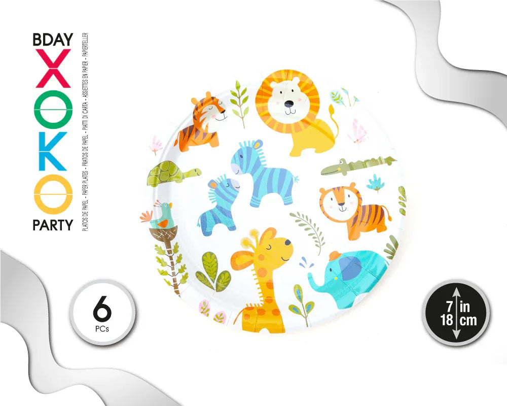 PLATO 18CM ZOO 6PC - yupiparty