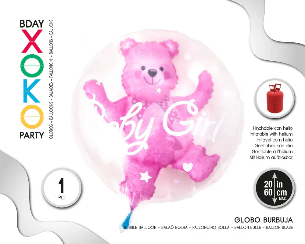 GLOBO BURBUJA OSO ROSA 22 PUL - yupiparty