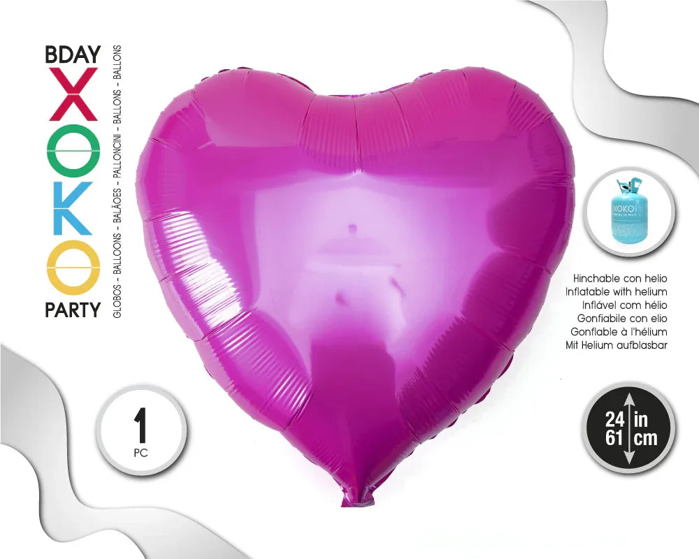 GLOBO FOIL CORAZON 24 PUL FUC - yupiparty