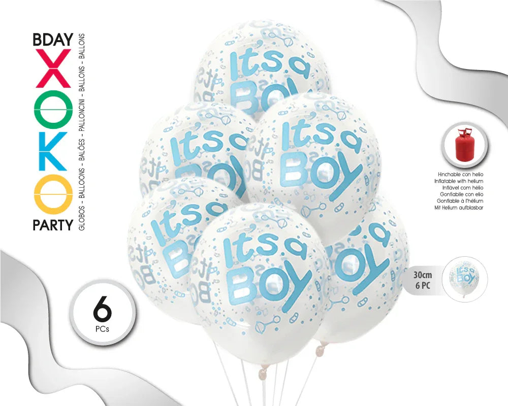 GLOBOS PRINT 2,8G 6PC BOY CRISTAL - yupiparty